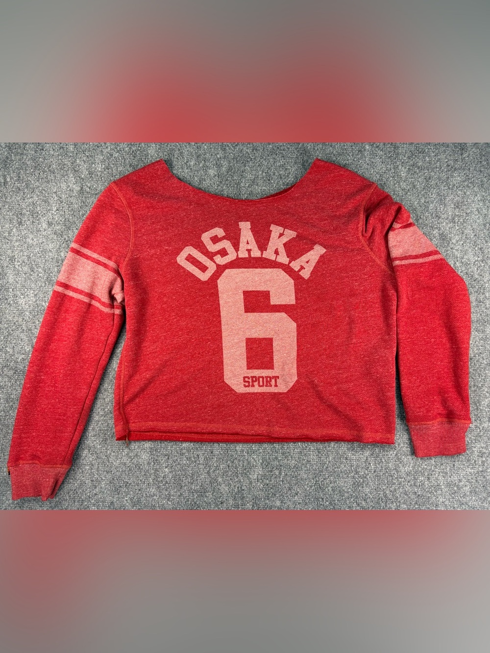 Superdry Red Osaka 6 Sport Sweatshirt with Cutout Neckline